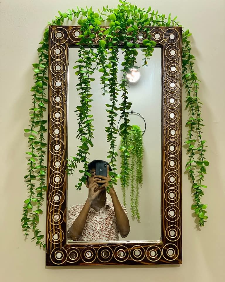 Rectangular Mirror (15" x 28") - Bamboo & Creeper